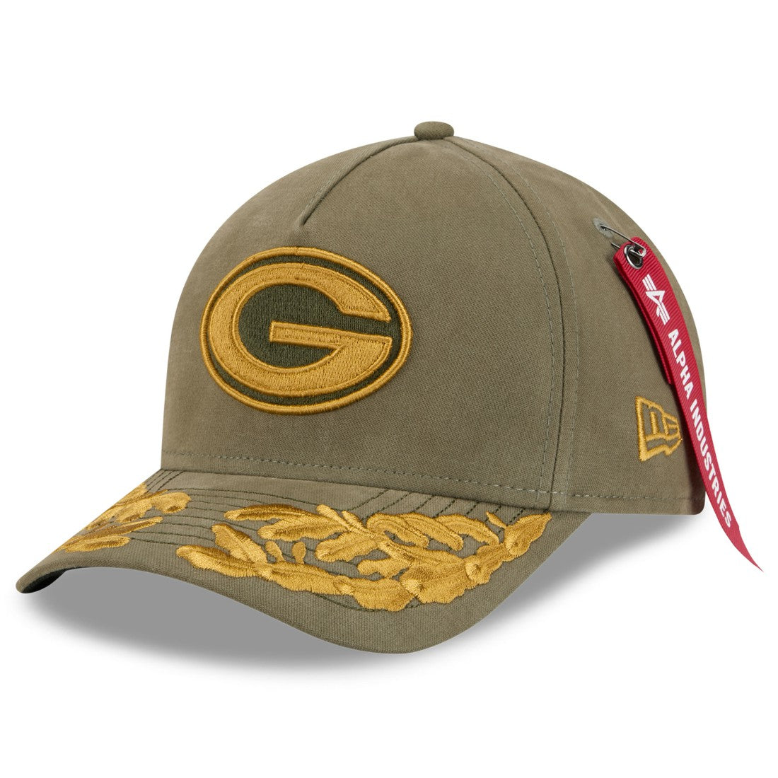 Green Bay Packers New Era x Alpha Industries A-Frame 9FORTY Adjustable Hat - Olive Hats