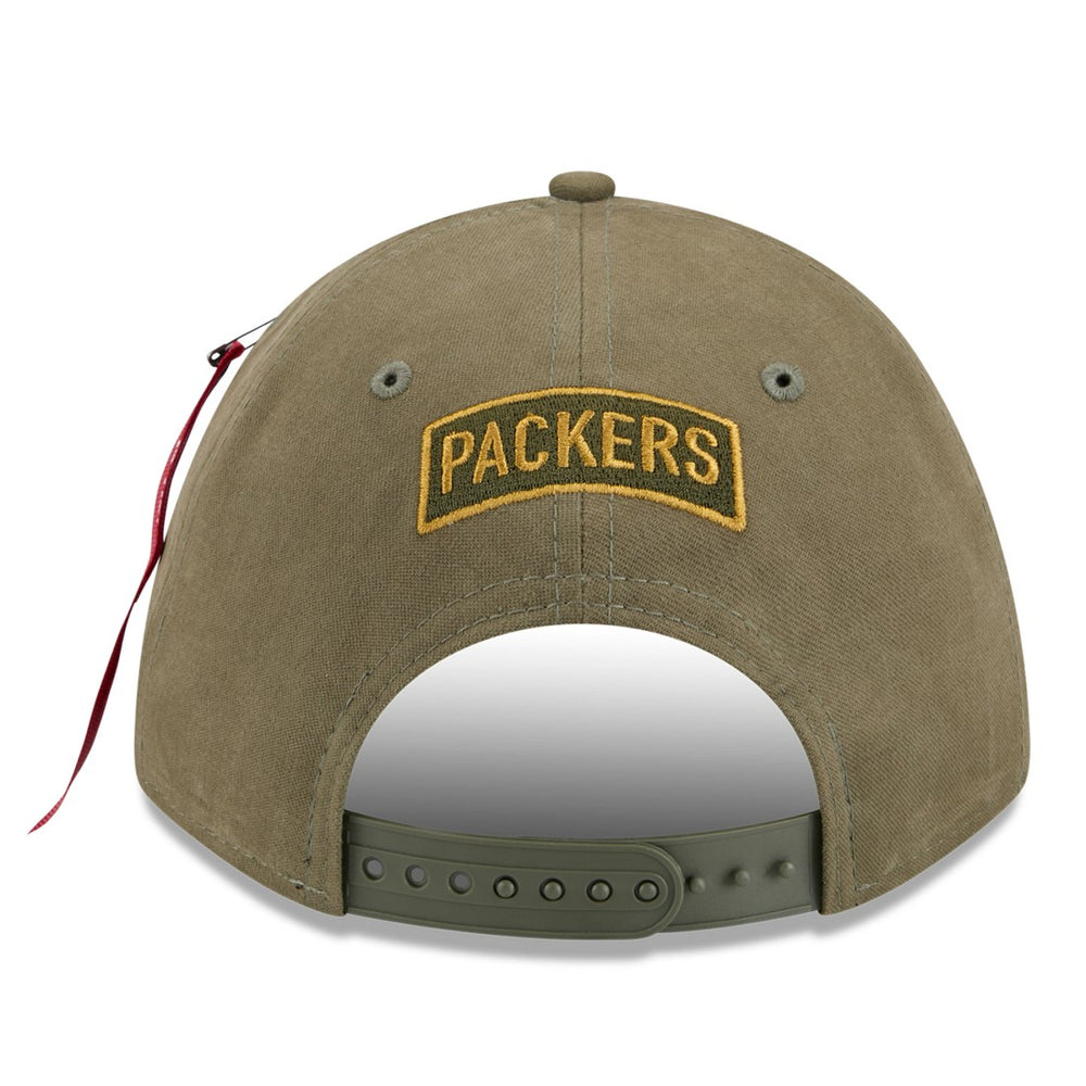 Green Bay Packers New Era x Alpha Industries A-Frame 9FORTY Adjustable Hat - Olive Hats