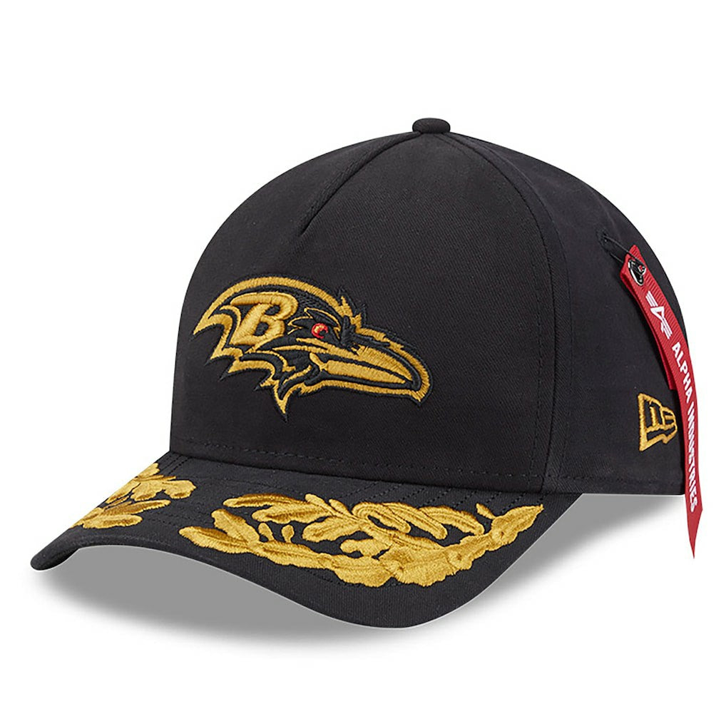 Baltimore Ravens New Era x Alpha Industries A-Frame 9FORTY Adjustable Hat - Black Hats
