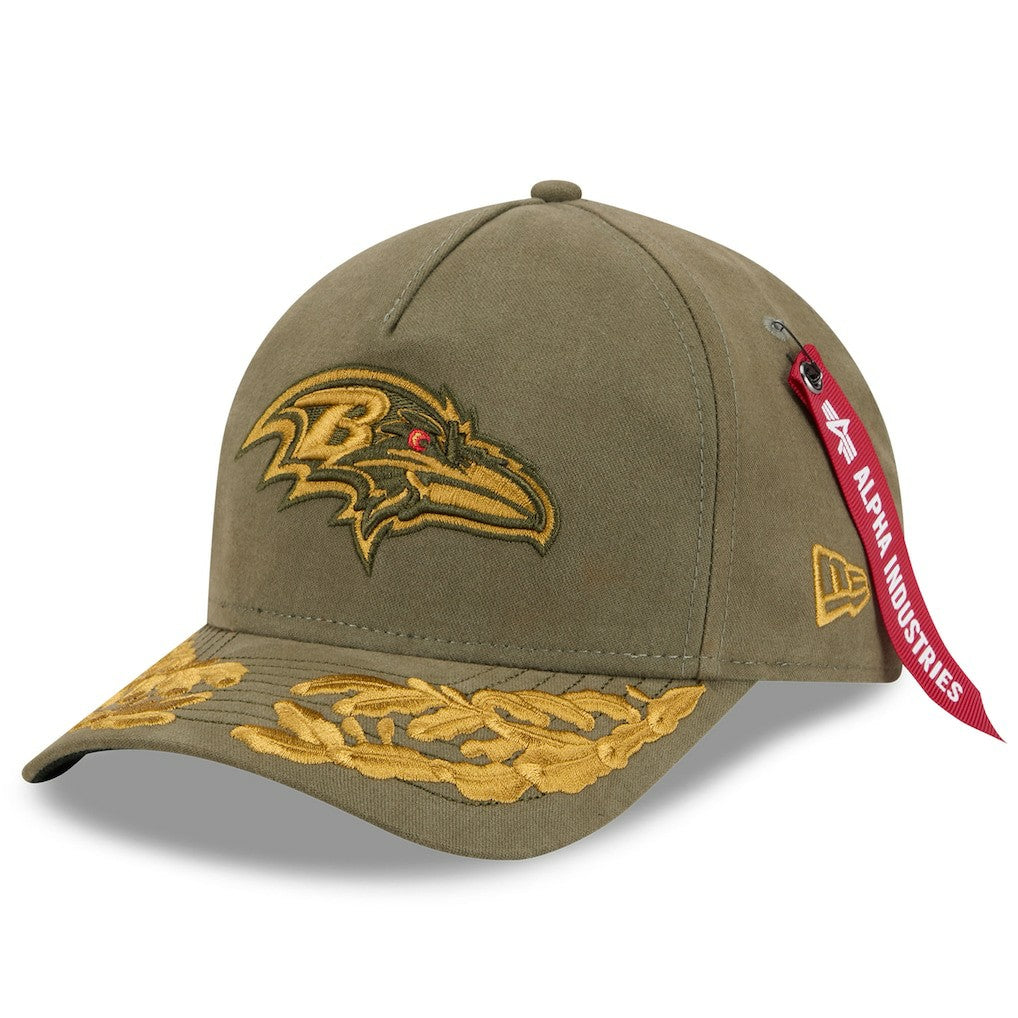 Baltimore Ravens New Era x Alpha Industries A-Frame 9FORTY Adjustable Hat - Olive Hats