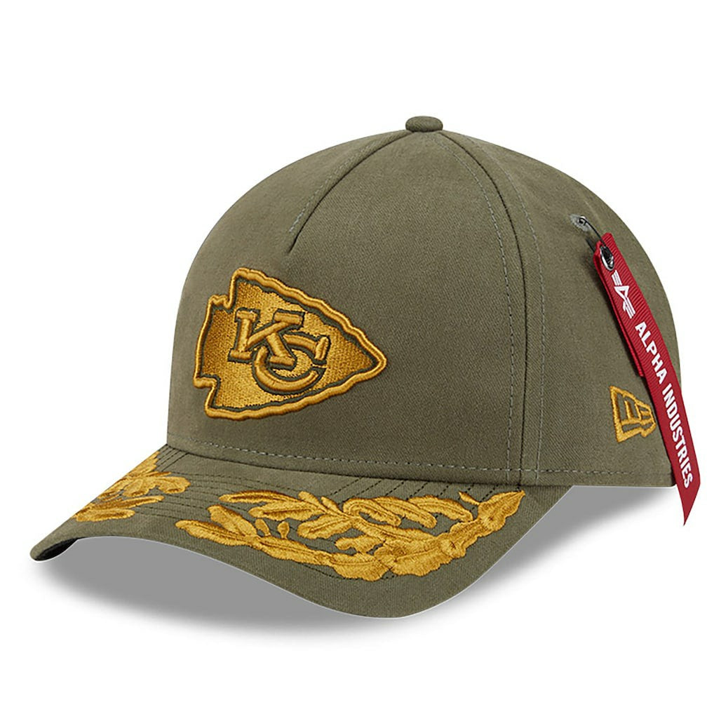 Kansas City Chiefs New Era x Alpha Industries A-Frame 9FORTY Adjustable Hat - Olive Hats