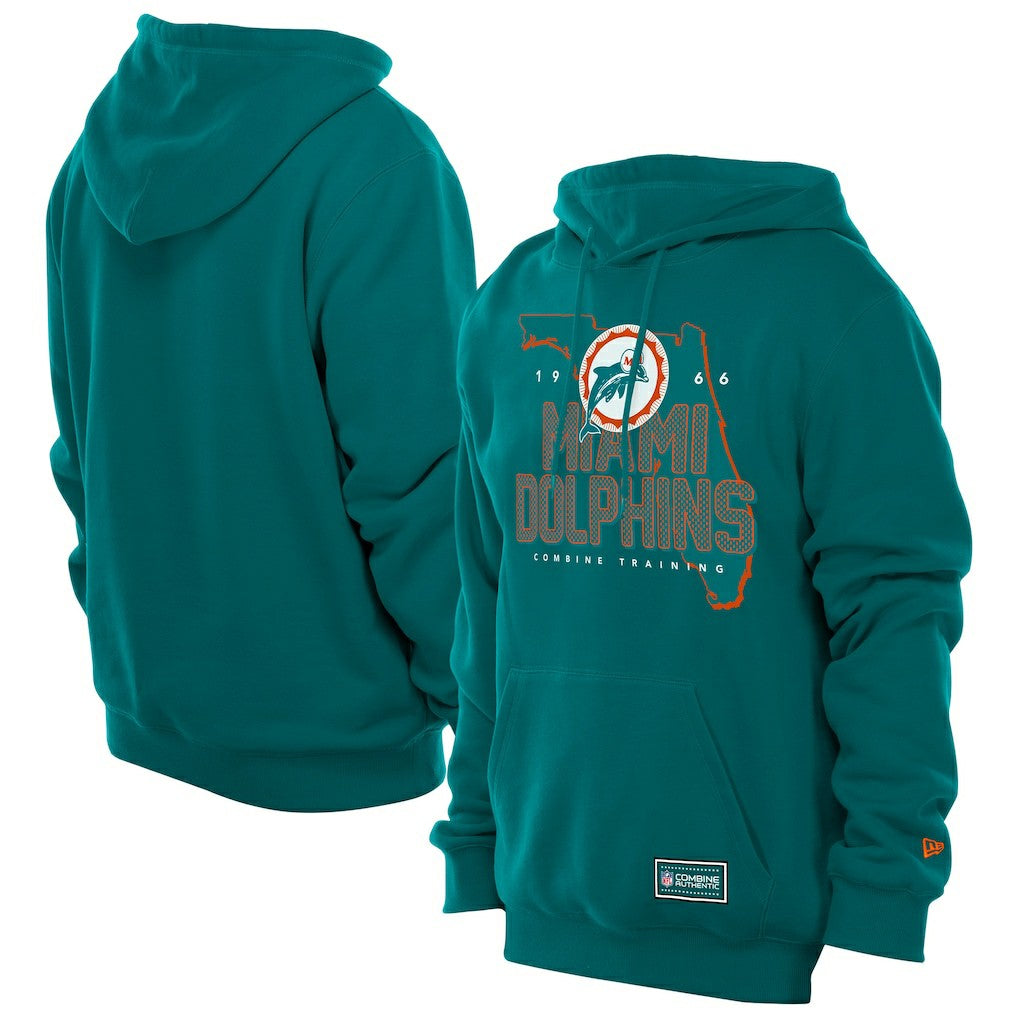 Miami Dolphins New Era Combine Authentic Local State Throwback Hoodie - Aqua Hoodies