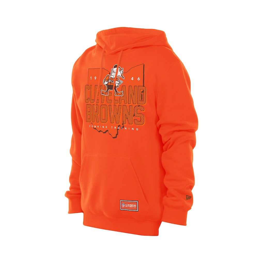 Cleveland Browns New Era Combine Authentic Local State Throwback Hoodie - Orange Hoodies
