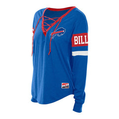Buffalo Bills New Era Women's Plus Size Throwback Lace-Up Long Sleeve T-Shirt - Blue T-shirts