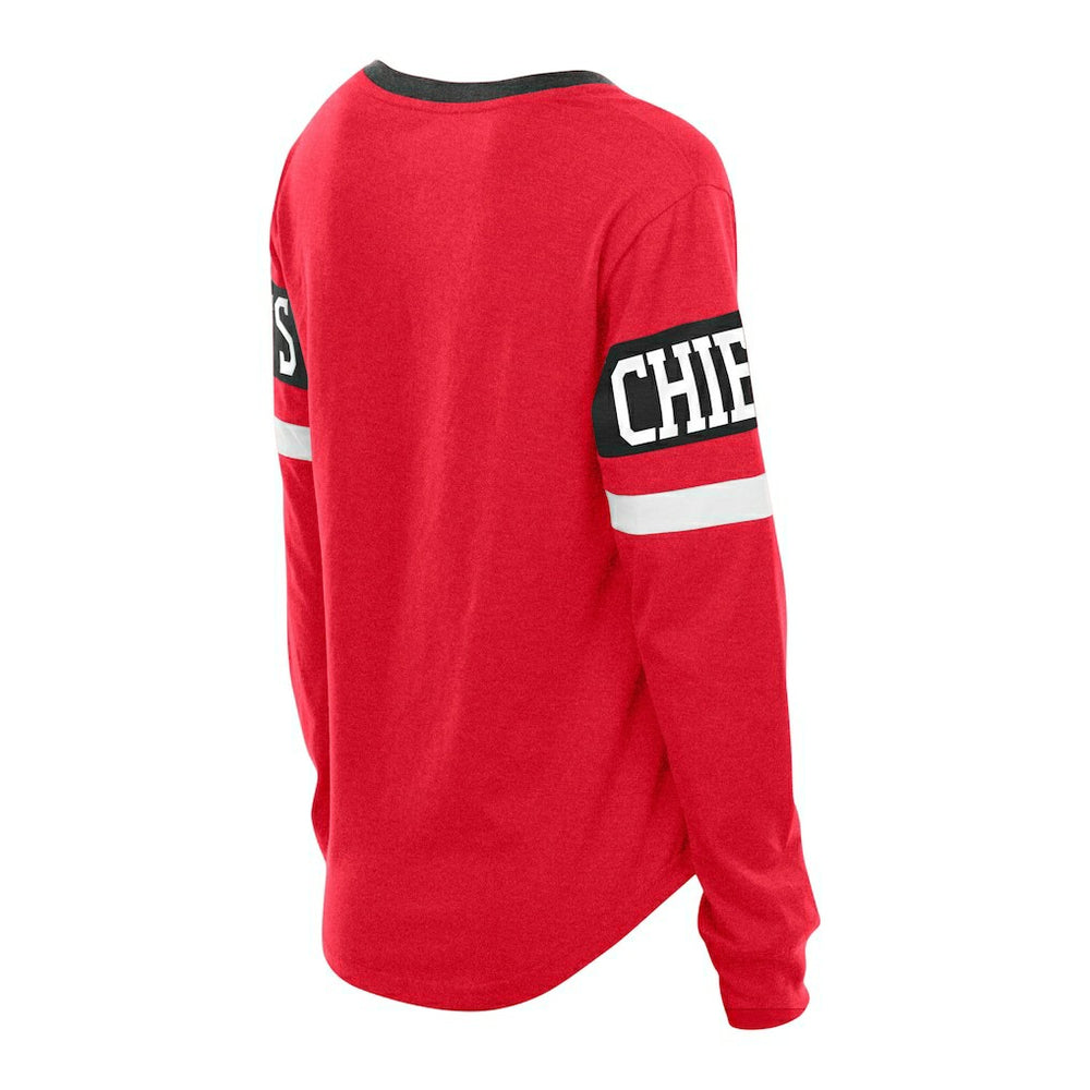 Kansas City Chiefs New Era Women's Plus Size Throwback Lace-Up Long Sleeve T-Shirt - Red T-shirts