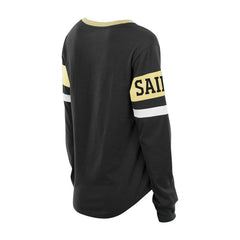 New Orleans Saints New Era Women's Plus Size Throwback Lace-Up Long Sleeve T-Shirt - Black T-shirts