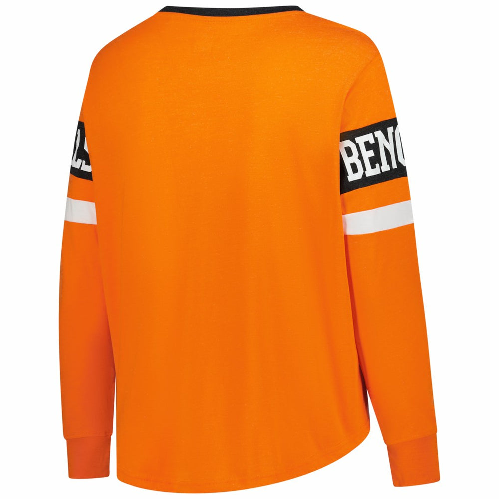 Cincinnati Bengals New Era Women's Plus Size Throwback Lace-Up Long Sleeve T-Shirt - Orange T-shirts