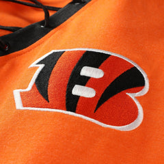 Cincinnati Bengals New Era Women's Plus Size Throwback Lace-Up Long Sleeve T-Shirt - Orange T-shirts