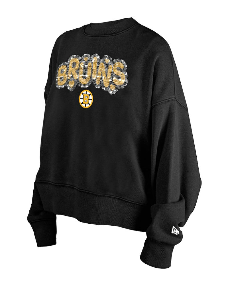 Boston Bruins New Era Girls Youth Flip Sequin Sweatshirt - Black | US 202632832