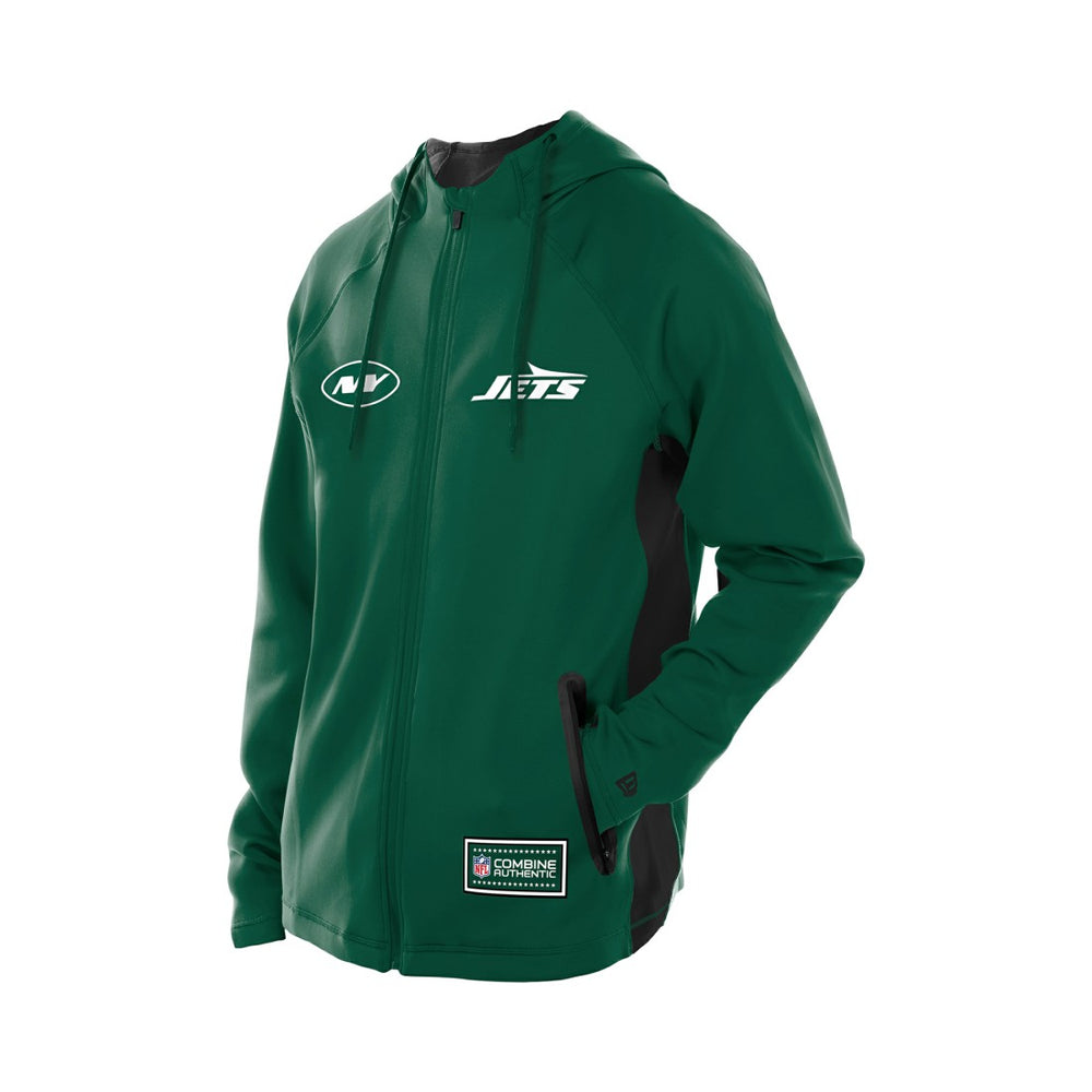 New York Jets New Era Combine Authentic Raglan Scuba Full-Zip Hoodie - Green Hoodies