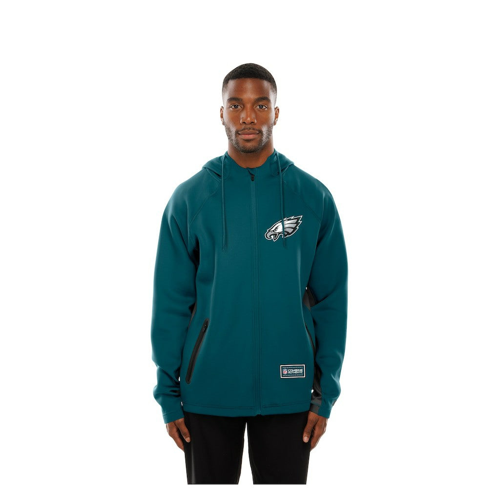 Philadelphia Eagles New Era Combine Authentic Raglan Scuba Full-Zip Hoodie - Midnight Green Hoodies