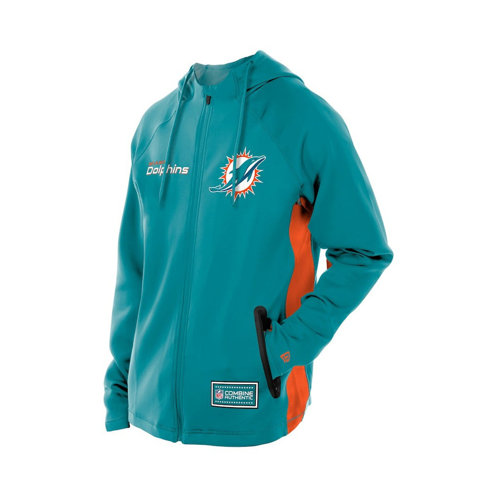 Miami Dolphins New Era Combine Authentic Raglan Scuba Full-Zip Hoodie - Aqua Hoodies
