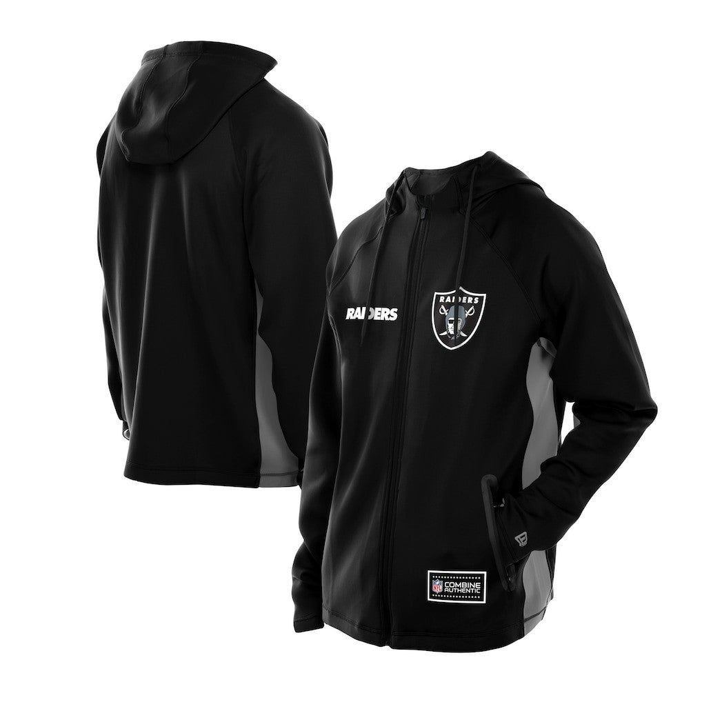 Las Vegas Raiders New Era Combine Authentic Raglan Scuba Full-Zip Hoodie - Black Hoodies