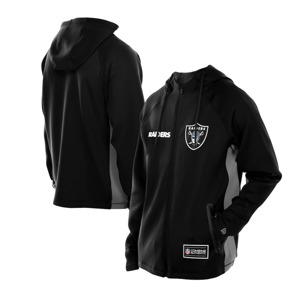 Las Vegas Raiders New Era Combine Authentic Raglan Scuba Full-Zip Hoodie - Black Hoodies
