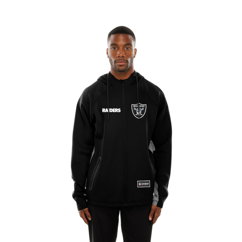 Las Vegas Raiders New Era Combine Authentic Raglan Scuba Full-Zip Hoodie - Black Hoodies