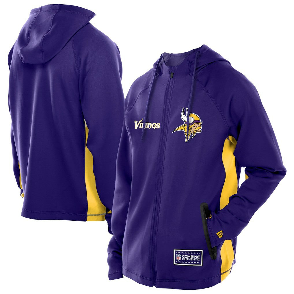 Minnesota Vikings New Era Combine Authentic Raglan Scuba Full-Zip Hoodie - Purple Hoodies