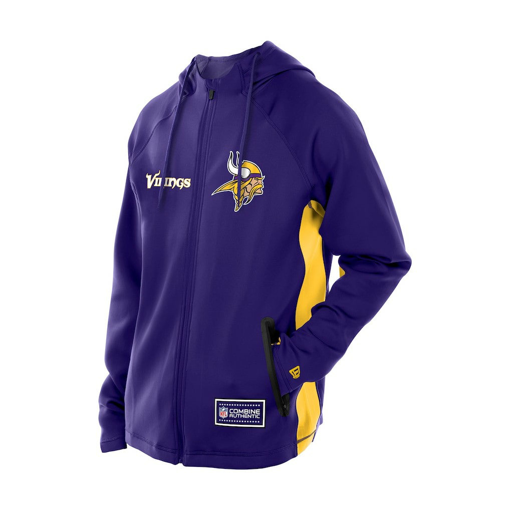 Minnesota Vikings New Era Combine Authentic Raglan Scuba Full-Zip Hoodie - Purple Hoodies