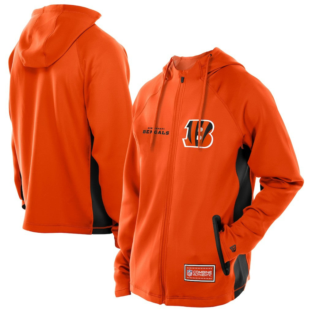 Cincinnati Bengals New Era Combine Authentic Raglan Scuba Full-Zip Hoodie - Orange Hoodies
