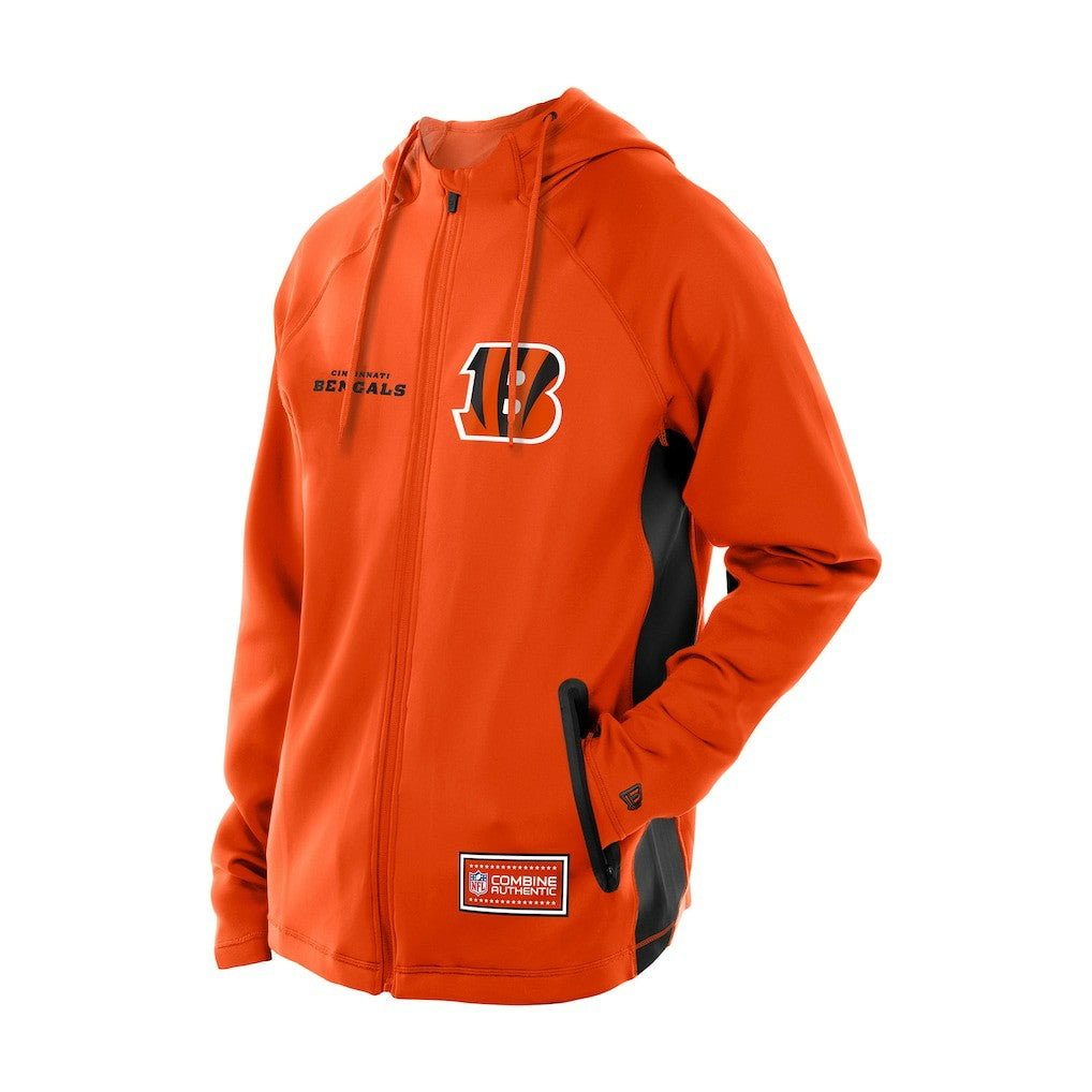 Cincinnati Bengals New Era Combine Authentic Raglan Scuba Full-Zip Hoodie - Orange Hoodies
