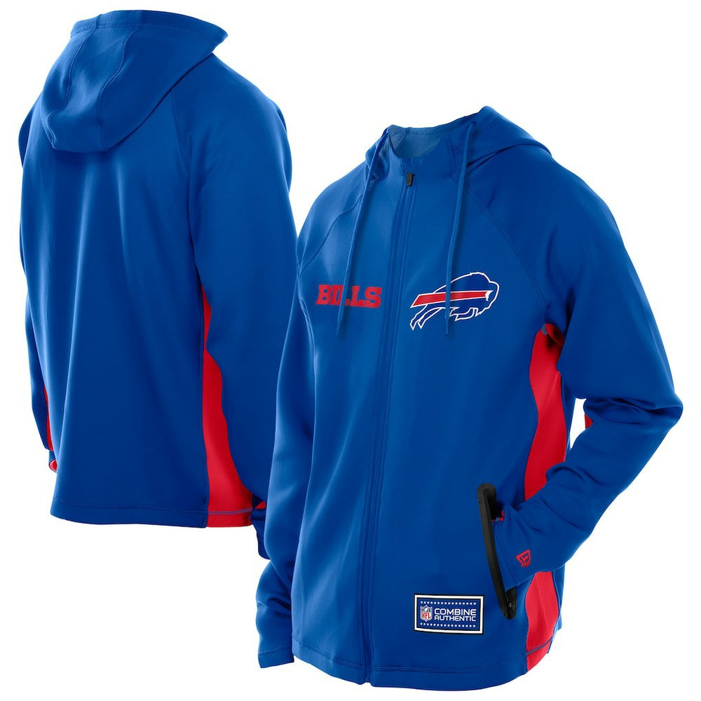 Buffalo Bills New Era Combine Authentic Raglan Scuba Full-Zip Hoodie - Royal Hoodies