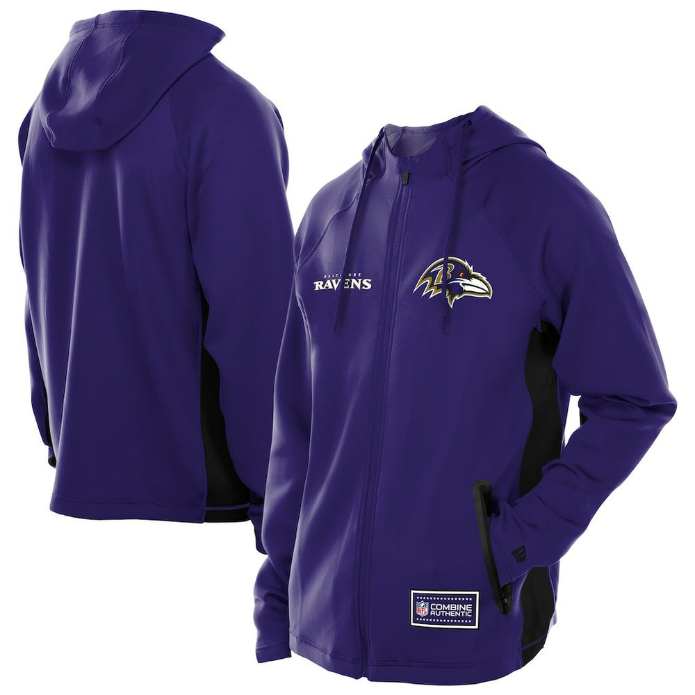 Baltimore Ravens New Era Combine Authentic Raglan Scuba Full-Zip Hoodie - Purple Hoodies