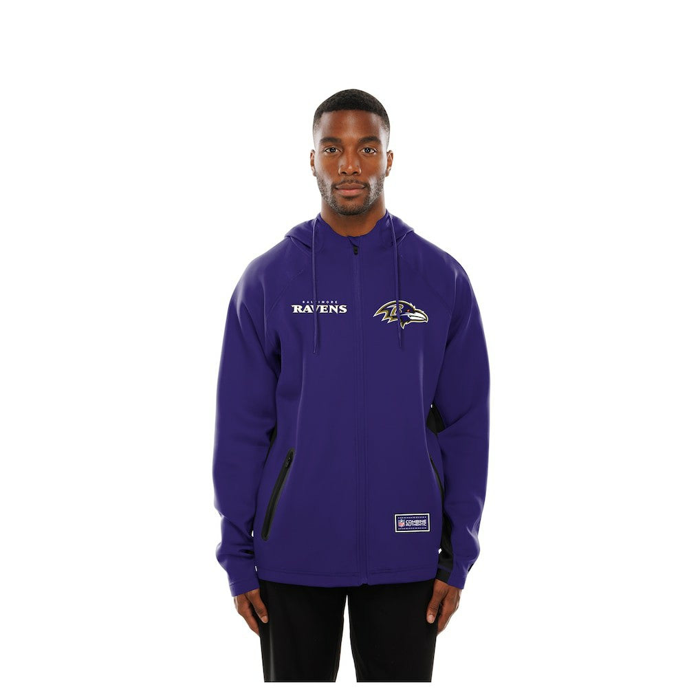 Baltimore Ravens New Era Combine Authentic Raglan Scuba Full-Zip Hoodie - Purple Hoodies