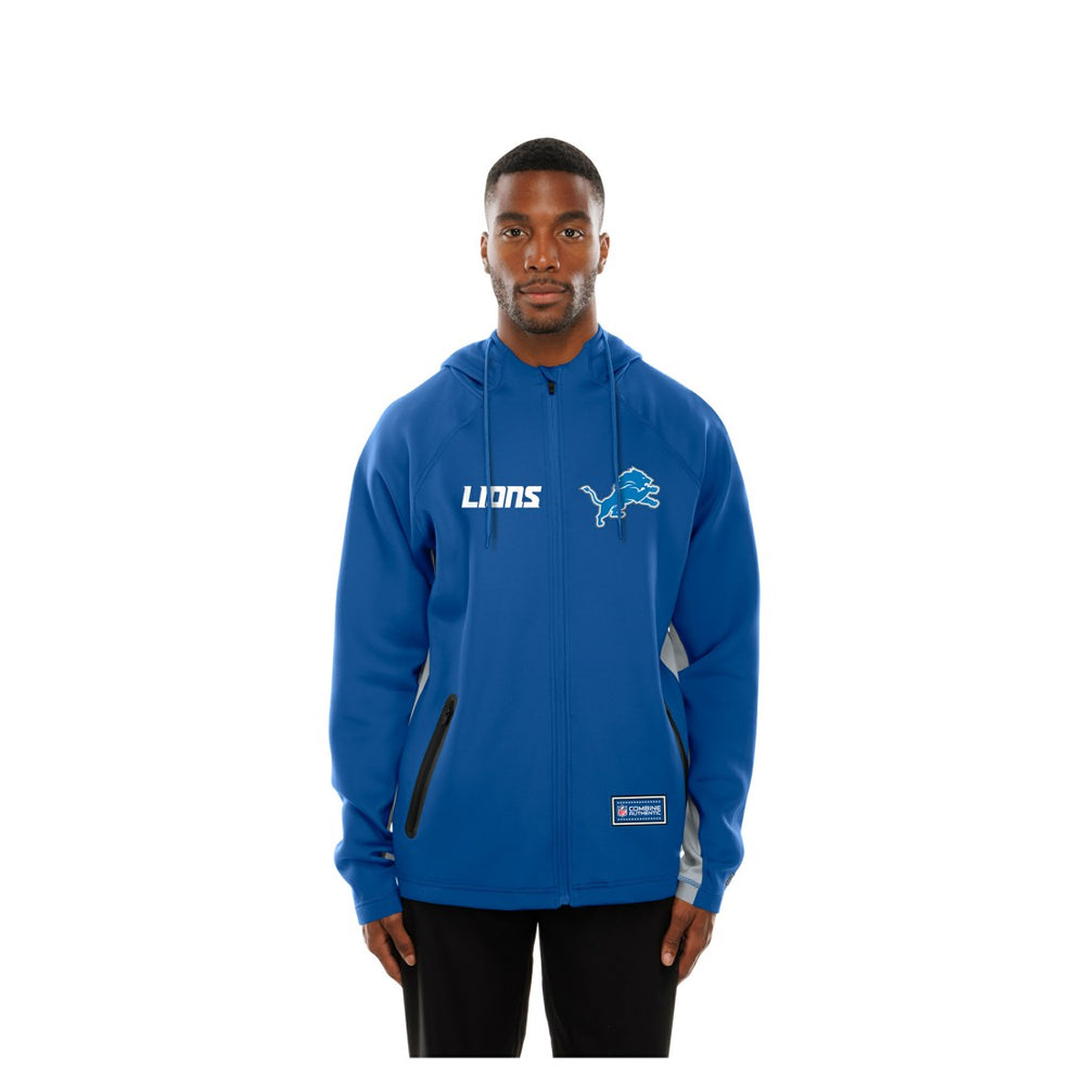 Detroit Lions New Era Combine Authentic Raglan Scuba Full-Zip Hoodie - Blue Hoodies