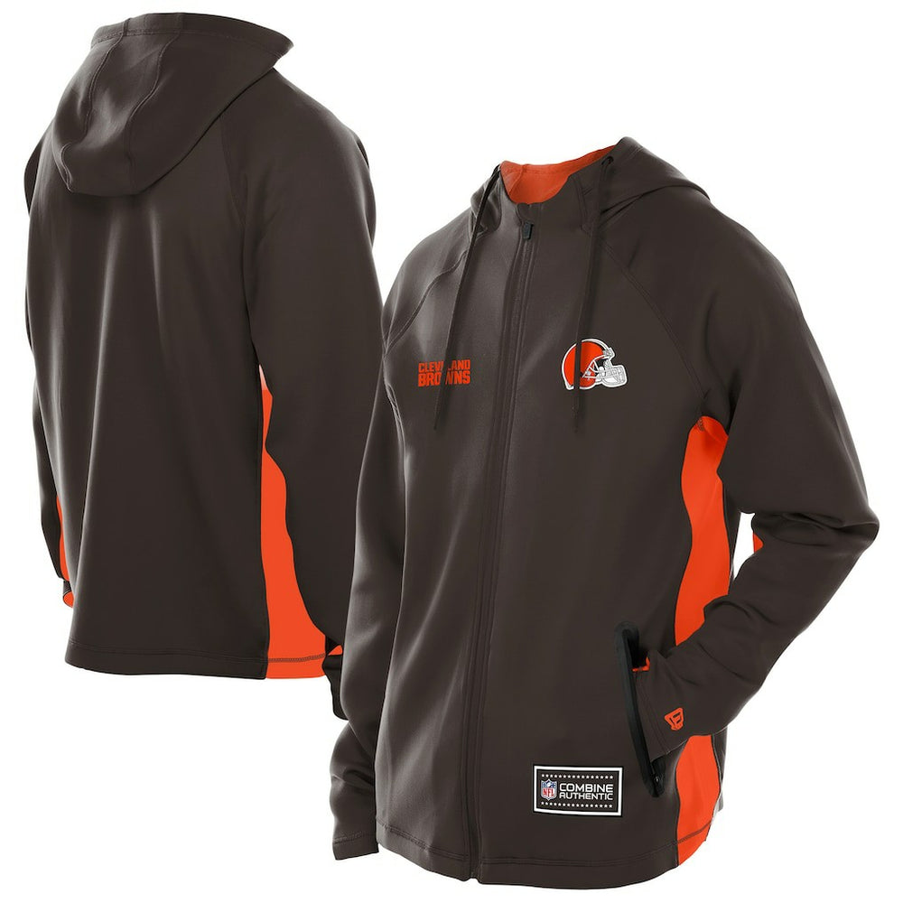 Cleveland Browns New Era Combine Authentic Raglan Scuba Full-Zip Hoodie - Brown Hoodies