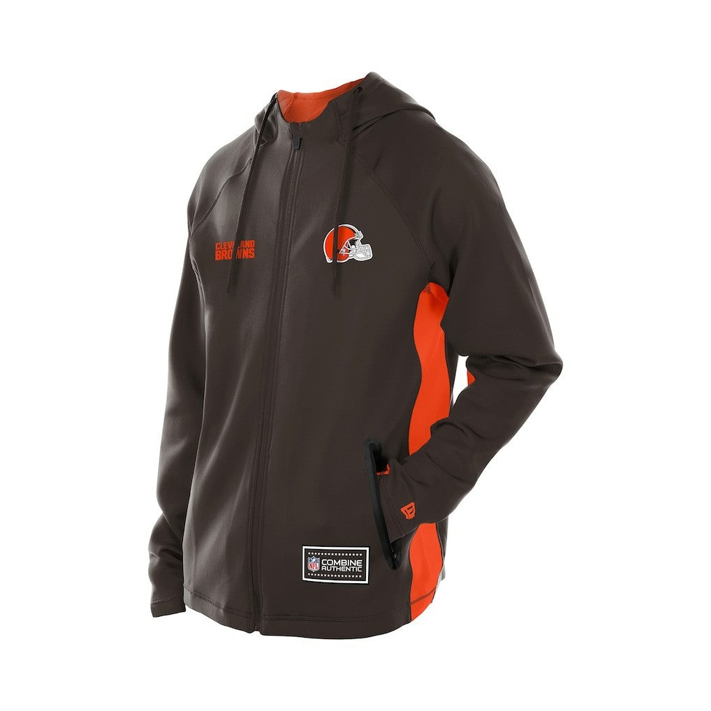Cleveland Browns New Era Combine Authentic Raglan Scuba Full-Zip Hoodie - Brown Hoodies