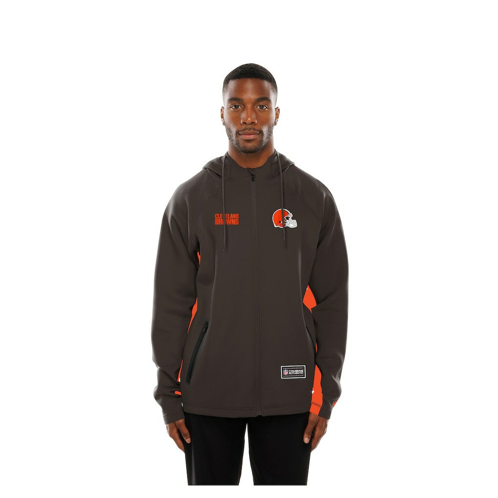 Cleveland Browns New Era Combine Authentic Raglan Scuba Full-Zip Hoodie - Brown Hoodies