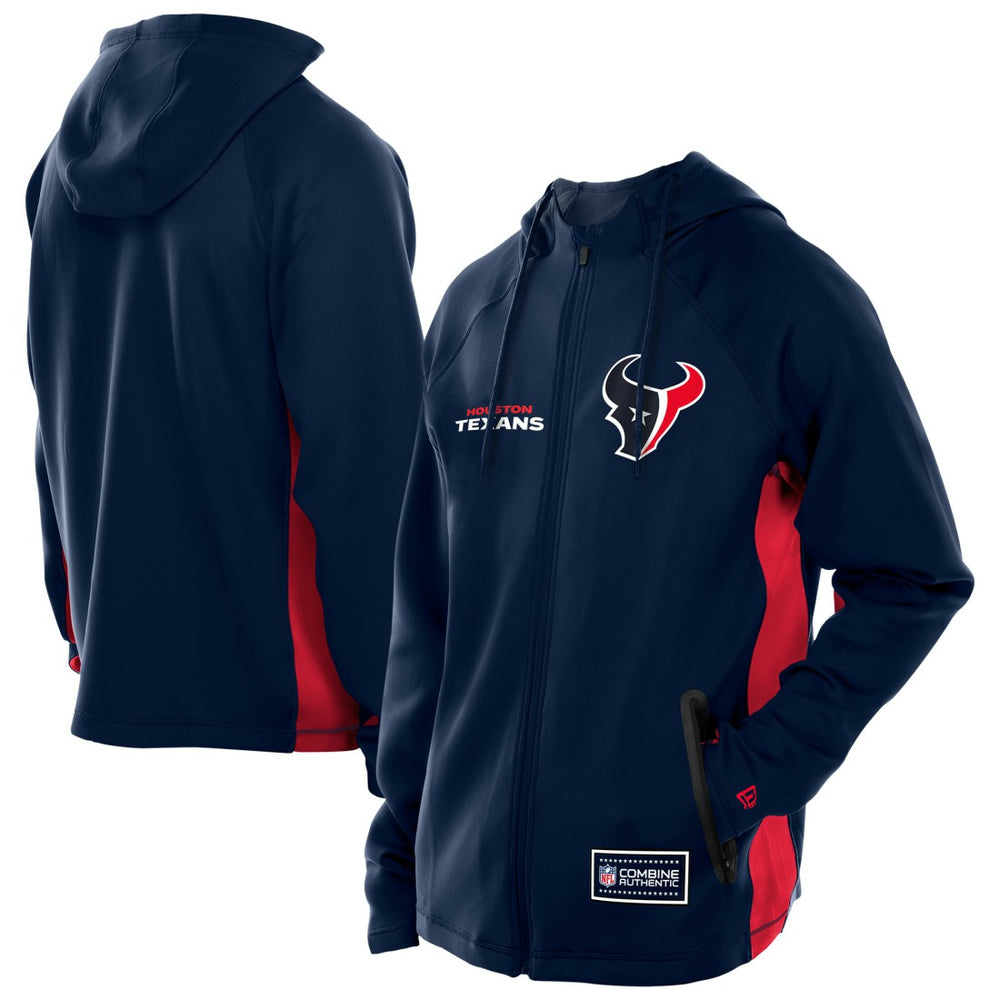 Houston Texans New Era Combine Authentic Raglan Scuba Full-Zip Hoodie - Navy Hoodies