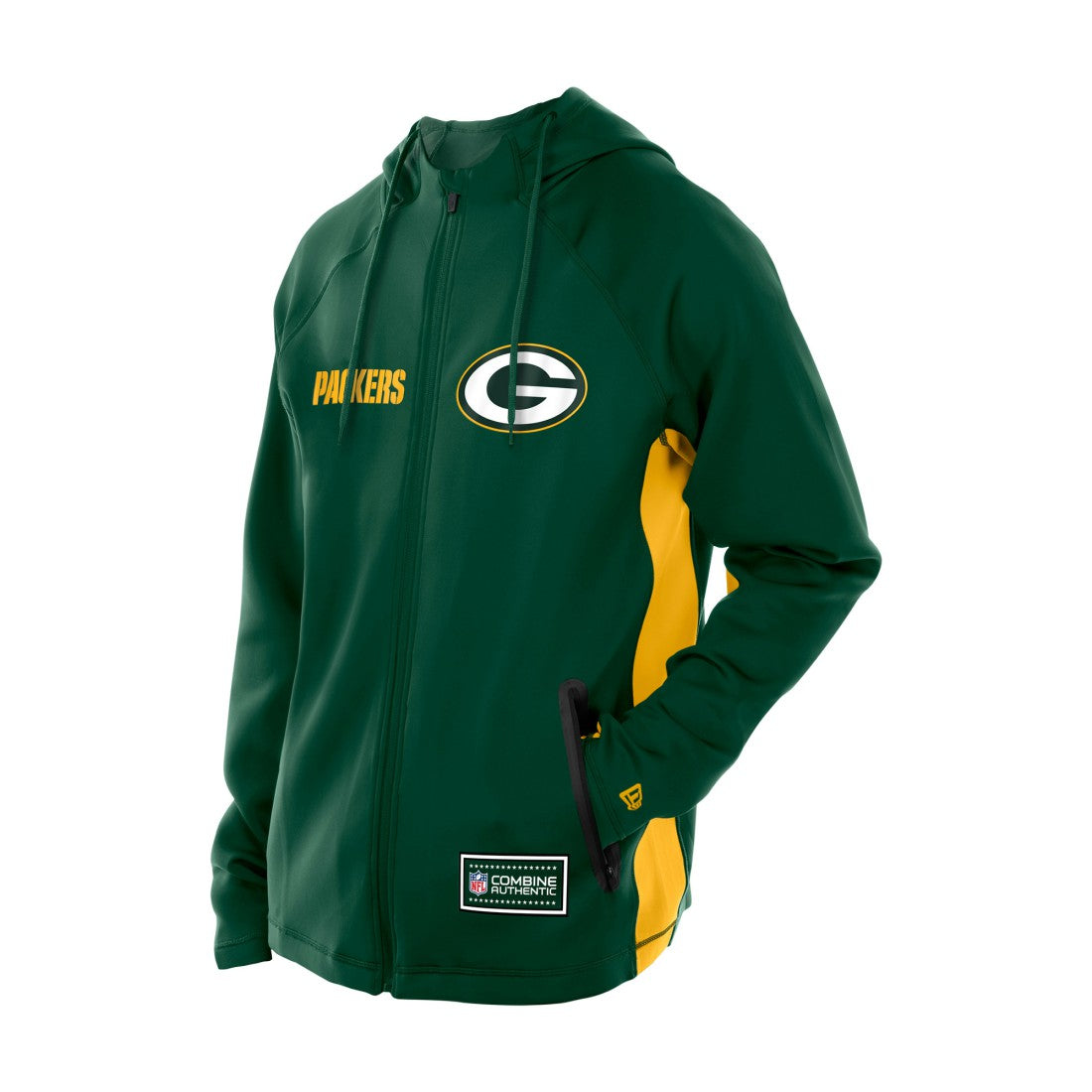 Green Bay Packers New Era Combine Authentic Raglan Scuba Full-Zip Hoodie - Green Hoodies
