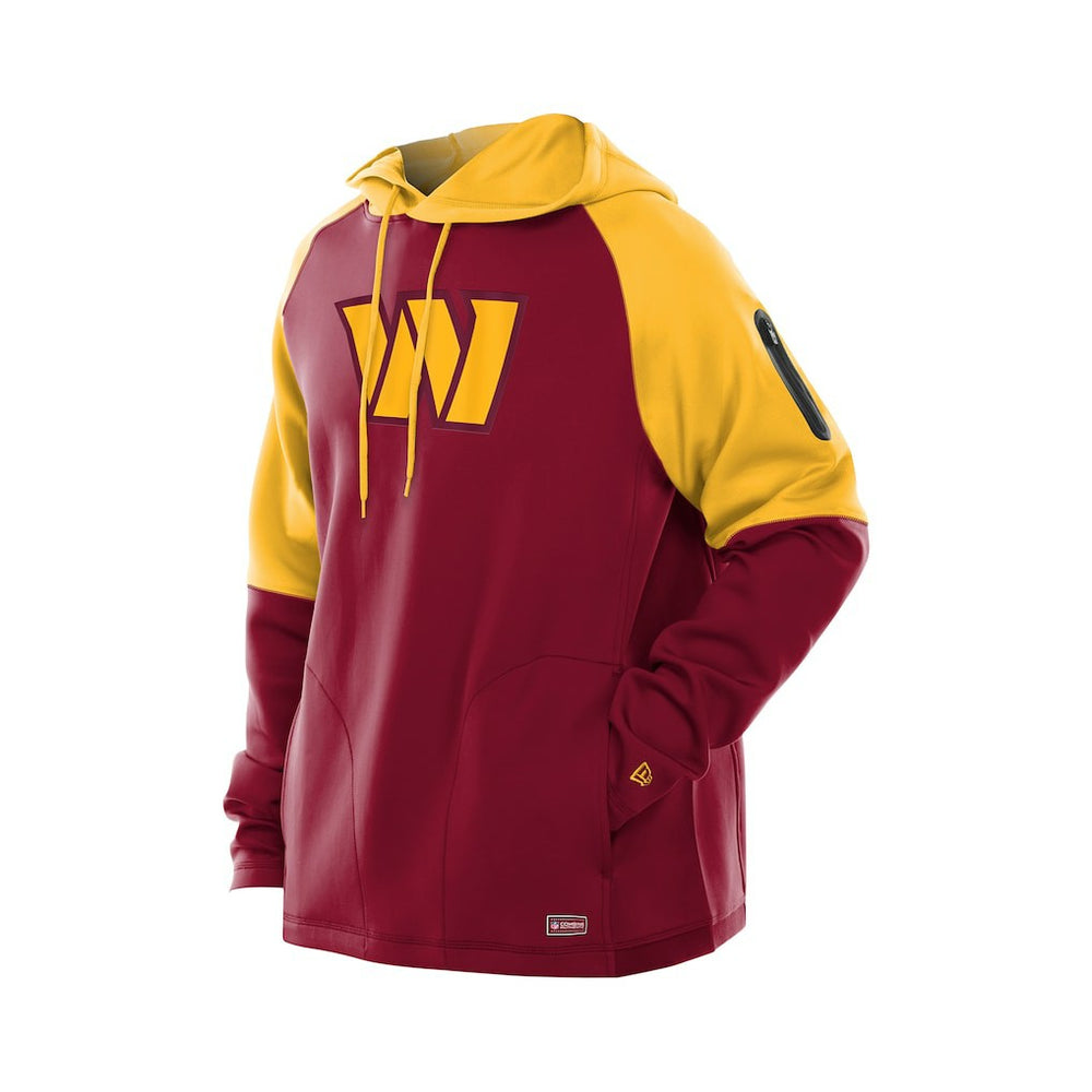 Washington Commanders New Era Combine Authentic Color Block Raglan Pullover Hoodie - Burgundy Hoodies