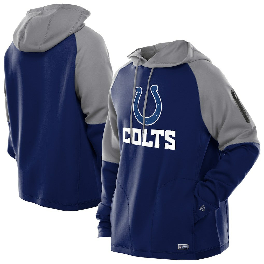 Indianapolis Colts New Era Combine Authentic Color Block Raglan Pullover Hoodie - Royal Hoodies