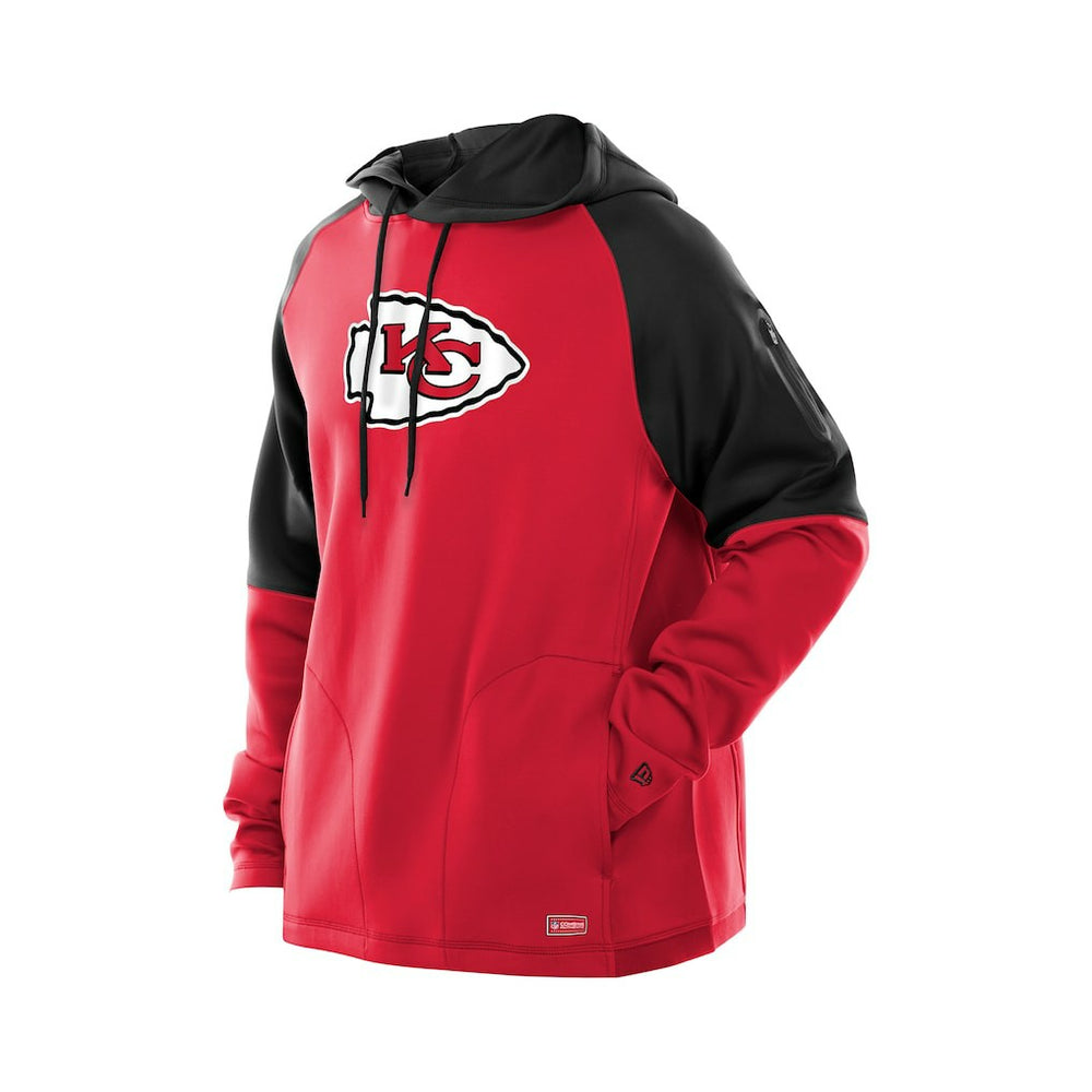 Kansas City Chiefs New Era Combine Authentic Color Block Raglan Pullover Hoodie - Red Hoodies