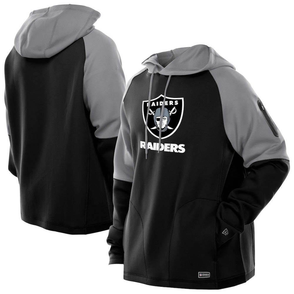 Las Vegas Raiders New Era Combine Authentic Color Block Raglan Pullover Hoodie - Black Hoodies