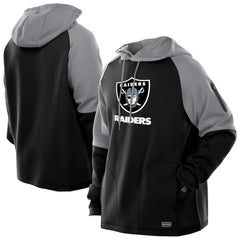 Las Vegas Raiders New Era Combine Authentic Color Block Raglan Pullover Hoodie - Black Hoodies