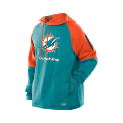 Miami Dolphins New Era Combine Authentic Color Block Raglan Pullover Hoodie - Aqua Hoodies