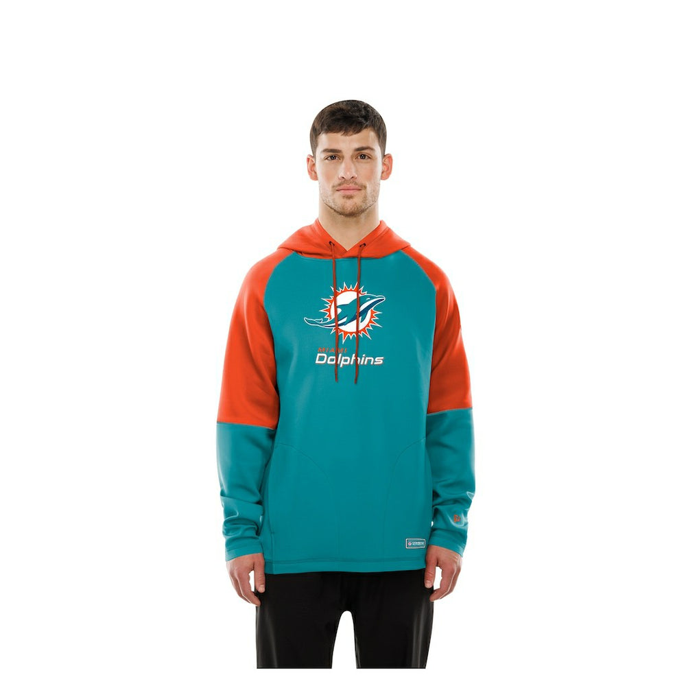 Miami Dolphins New Era Combine Authentic Color Block Raglan Pullover Hoodie - Aqua Hoodies