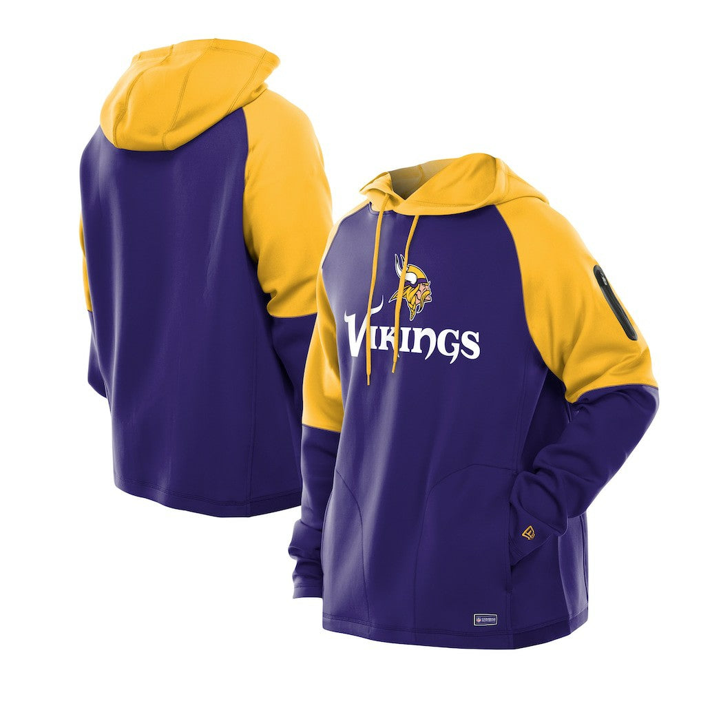Minnesota Vikings New Era Combine Authentic Color Block Raglan Pullover Hoodie - Purple Hoodies