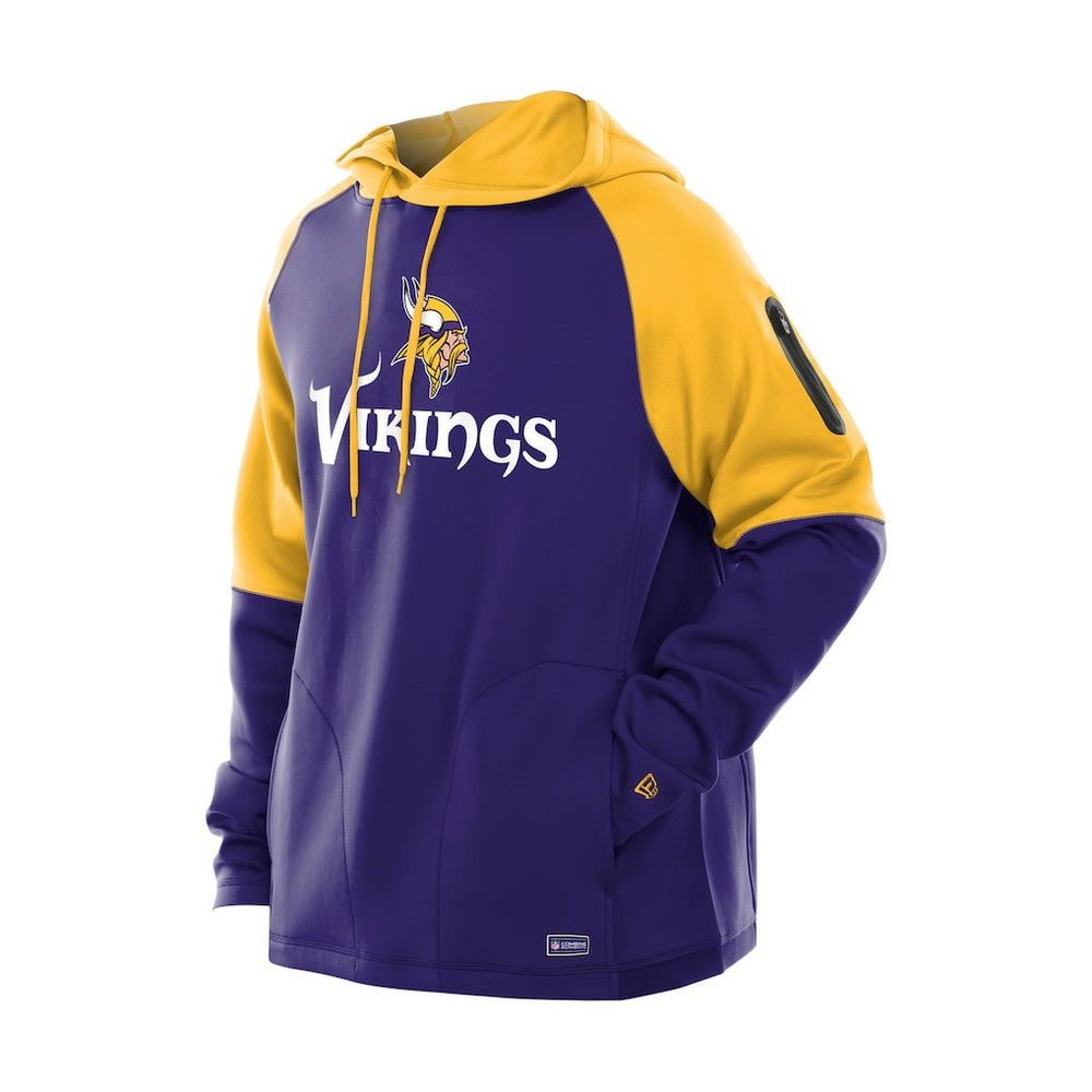 Minnesota Vikings New Era Combine Authentic Color Block Raglan Pullover Hoodie - Purple Hoodies