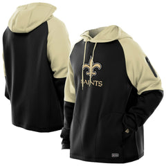 New Orleans Saints New Era Combine Authentic Color Block Raglan Pullover Hoodie - Black Hoodies