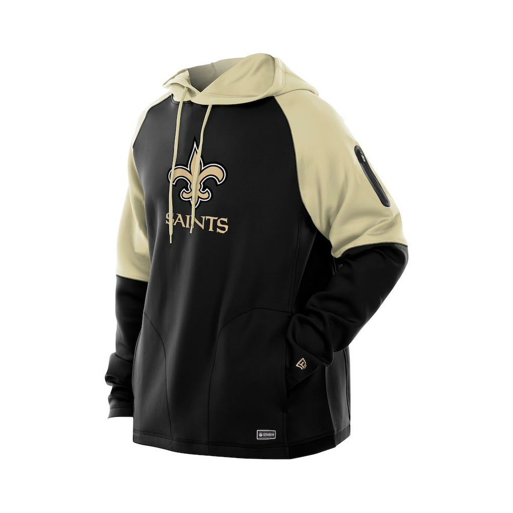 New Orleans Saints New Era Combine Authentic Color Block Raglan Pullover Hoodie - Black Hoodies