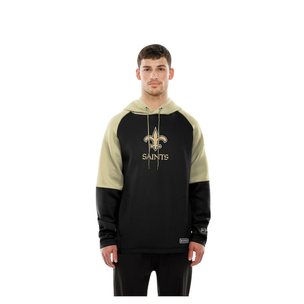 New Orleans Saints New Era Combine Authentic Color Block Raglan Pullover Hoodie - Black Hoodies