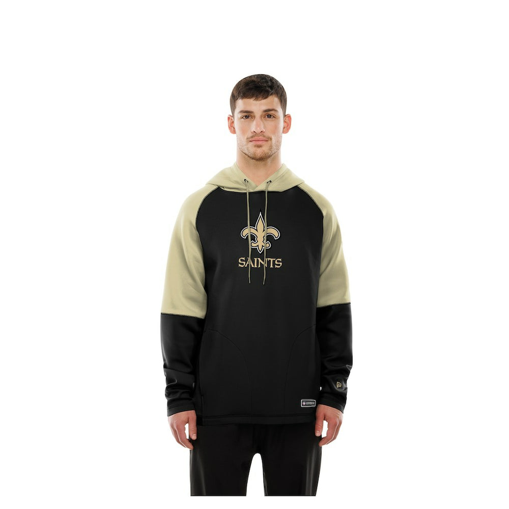 New Orleans Saints New Era Combine Authentic Color Block Raglan Pullover Hoodie - Black Hoodies