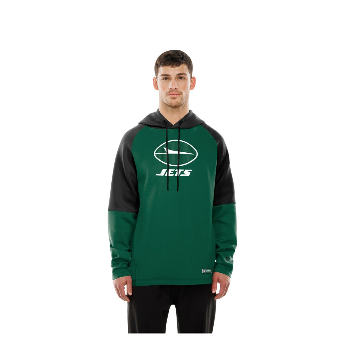 New York Jets New Era Combine Authentic Color Block Raglan Pullover Hoodie - Green Hoodies