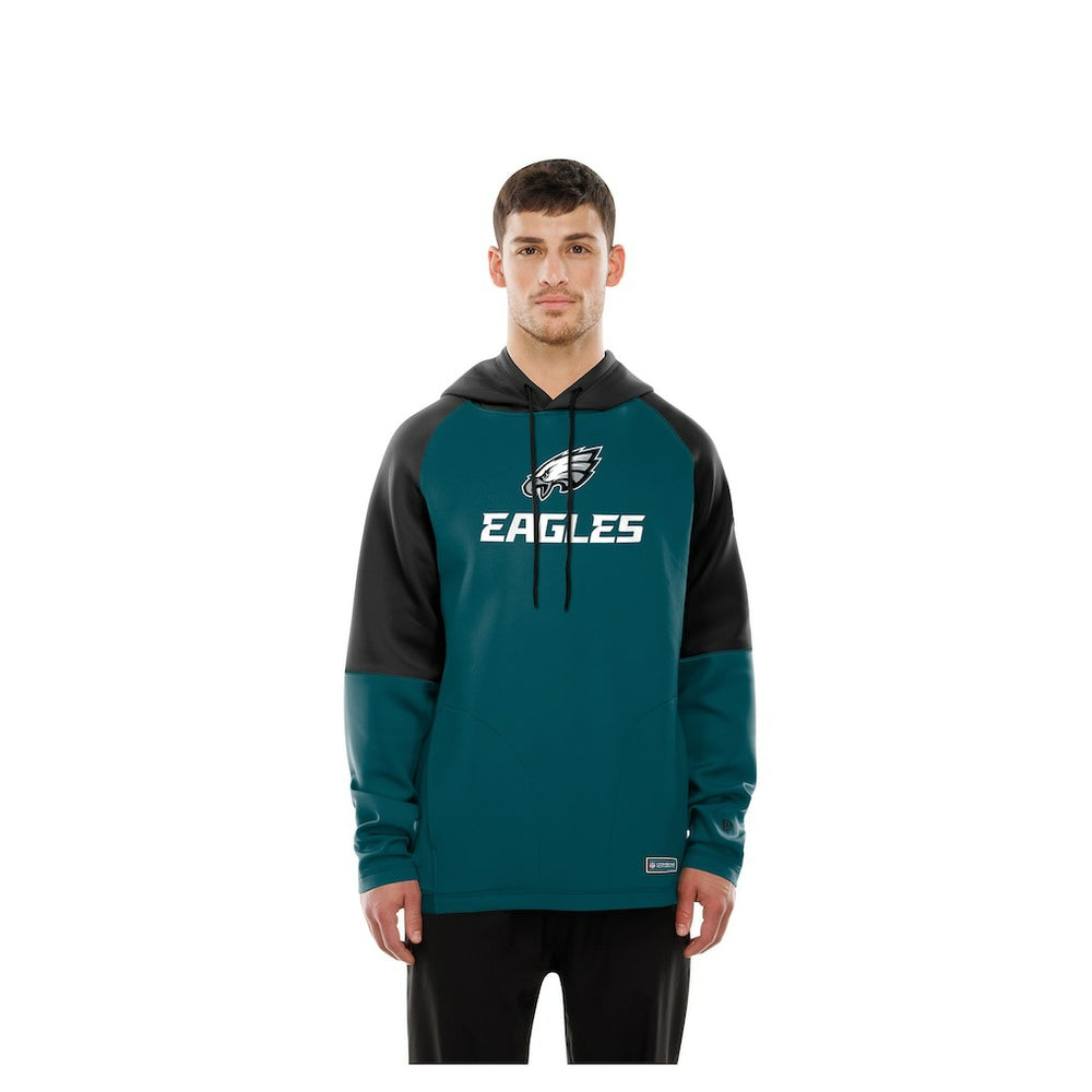Philadelphia Eagles New Era Combine Authentic Color Block Raglan Pullover Hoodie - Midnight Green Hoodies