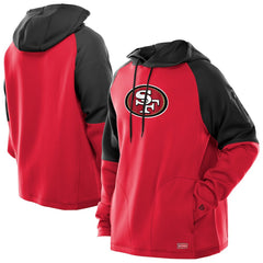 San Francisco 49ers New Era Combine Authentic Color Block Raglan Pullover Hoodie - Scarlet Hoodies
