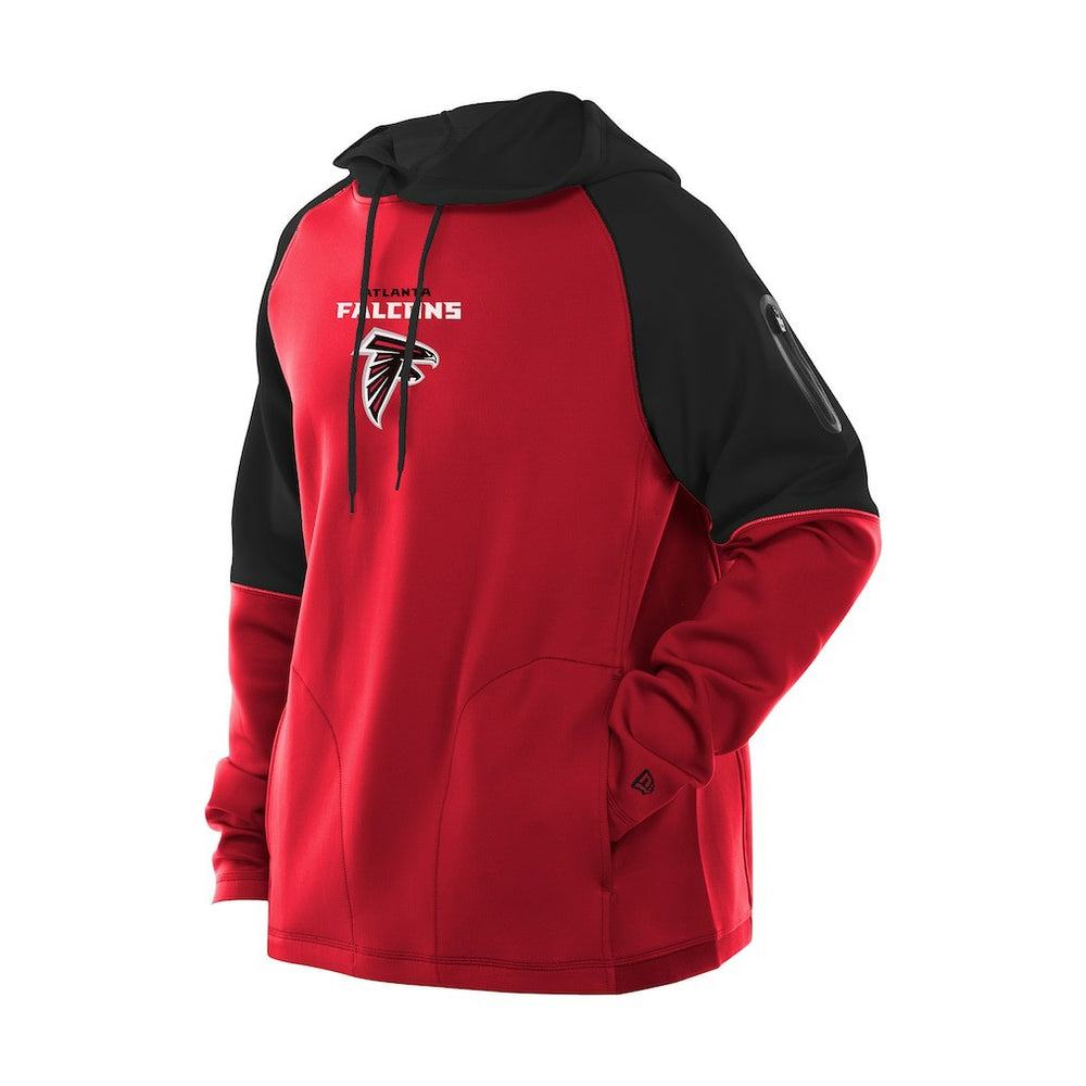 Atlanta Falcons New Era Combine Authentic Color Block Raglan Pullover Hoodie - Red Hoodies