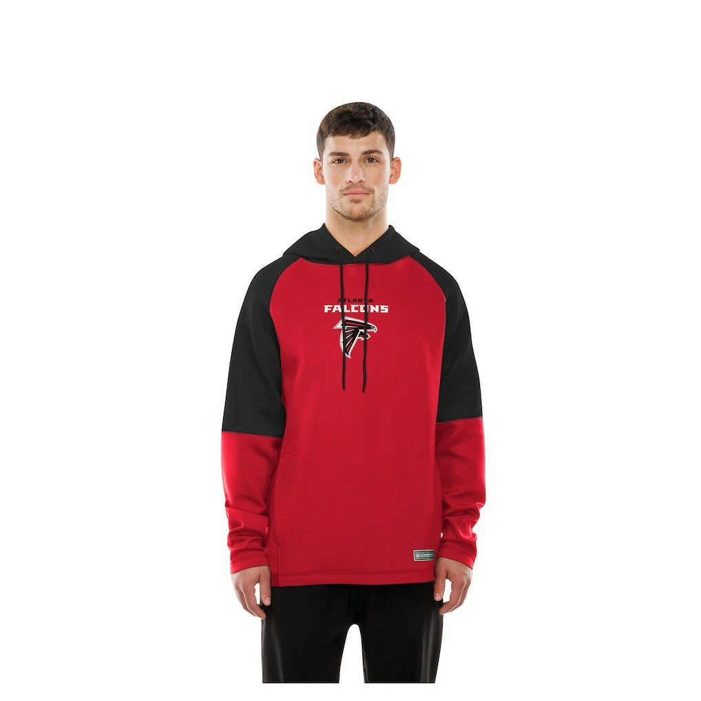Atlanta Falcons New Era Combine Authentic Color Block Raglan Pullover Hoodie - Red Hoodies